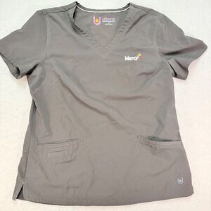 Lot of 6 Urbane Performance Mercy Black V-Neck Scrub Tops Medical Uniform Size L